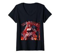 Mujer Guerrera demoníaca en el infierno Camiseta Cuello V