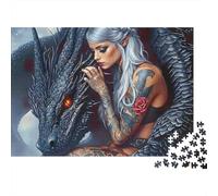 Mujer Guerrera Puzzle de 1000 Piezas Dragón Puzzle para Adultos Papel Relajante Puzzle para Toda la Familia 70x50cm/1000pcs