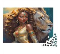 Mujer Guerrera Puzzle de 1000 Piezas Papel para Adultos León Puzzle para Toda la Familia Relajación Decoración 38x26cm/1000pcs