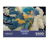 Mujer Guerrera Puzzle para Adultos Puzzle de 1000 Piezas Caballo Blanco Juego de Puzzle 1000 Piezas Relajación Decoración Hogar 52x38cm/1000pcs