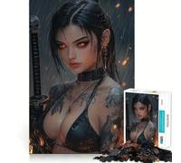 Mujer guerrera Tatuada con Katana Rompecabezas para Adolescentes de 1000 Piezas Mejora la Memoria Tiempo de relajación Bordes precisos Regalo increíble 38x26cm