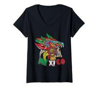 Mujer Guerrero Aztec Warrior Mexicans Souvenir Mexico Aztec Skull Camiseta Cuello V
