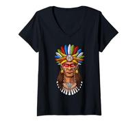 Mujer Guerrero Azteca civilización Azteca Guerrero Maya Antigua CU Camiseta Cuello V
