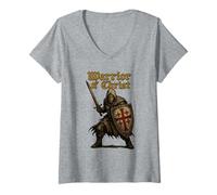 Mujer Guerrero de Cristo - ¡Deus Vult! - Caballeros Templarios Camiseta Cuello V