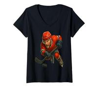 Mujer Guerrero de hielo donde la pasión se encuentra con el campo de batalla congelado. Camiseta Cuello V