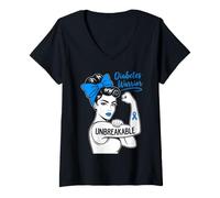 Mujer Guerrero diabético irrompible diabéticos Divertido Desgaste mamá Hija Camiseta Cuello V