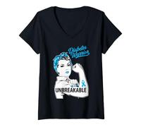 Mujer Guerrero diabético irrompible diabéticos Divertido Desgaste mamá Hija Camiseta Cuello V
