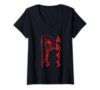 Mujer Guerrero Espartano Ares Dios Olímpico Mitología Griega Vintage Camiseta Cuello V