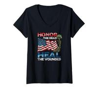 Mujer Guerrero honra a los Muertos Cura al Veterano herido de EE. UU Camiseta Cuello V