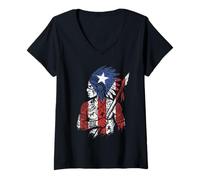 Mujer Guerrero Taino Bandera Puerto Rico Orgullo Boricua Boriken Camiseta Cuello V