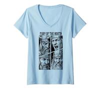 Mujer Guerrero Vikingo Furia De Los Guerreros del Norte Valhalla Camiseta Cuello V