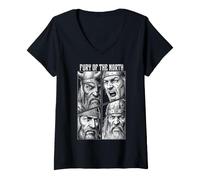 Mujer Guerrero Vikingo Furia De Los Guerreros del Norte Valhalla Camiseta Cuello V