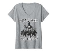 Mujer Guerreros legendarios del Rey Esparta Leonidas I Espartano Camiseta Cuello V