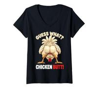 Mujer Guess What Chicken Butt Funny Chicken Men Women Kids Camiseta Cuello V