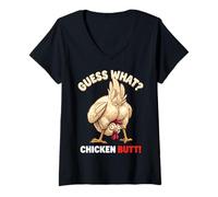 Mujer Guess What Chicken Butt Funny Chicken Men Women Kids Camiseta Cuello V