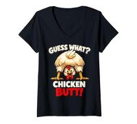 Mujer Guess What Chicken Butt Funny Chicken Men Women Kids Camiseta Cuello V