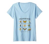Mujer Guía de Campo Escuadrón de polinizadores Educación en Ciencias Naturales Camiseta Cuello V