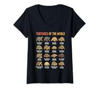 Mujer Guía de Especies de Tortugas Animal Educativo Mundial para Reptiles Camiseta Cuello V