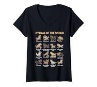 Mujer Guía educativa Global de mamíferos caninos rayados manchados Camiseta Cuello V