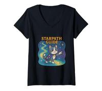 Mujer Guía Starpath: Gato místico cósmico Camiseta Cuello V