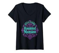Mujer Guía turística de la mansión embrujada de Halloween Carneval Fasching Camiseta Cuello V