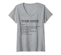 Mujer Guía turístico Definición de Trabajo Guía turística Divertida Personalizada Camiseta Cuello V