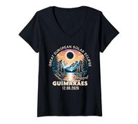 Mujer Guimarães, Portugal Gran Eclipse Solar Europeo de 2026 Camiseta Cuello V