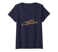 Mujer Guión de Frase Minimalista Divertida, Consciente y con Camiseta Cuello V