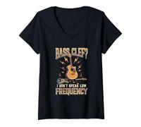 Mujer Guitarra acústica Divertida de Baja frecuencia I Don't Speak Camiseta Cuello V
