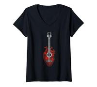 Mujer Guitarra Anatómica Corazón Musical Amante De La Música Guitar Camiseta Cuello V
