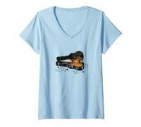 Mujer Guitarra Música Pasión Llamas Vintage Rock Music Camiseta Cuello V