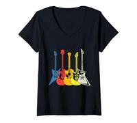 Mujer Guitarra músico Guitarras Regalos para Jugadores Camiseta Cuello V
