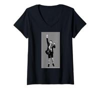 Mujer Guitarra Rock AC DC Schoolboy Pose Thunder Stage Camiseta Cuello V