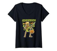 Mujer Guitarra Shred The Bones Skeleton Camiseta Cuello V