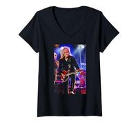 Mujer Guitarrista Brian May Queen & Adam Lambert por Dick Barnatt Camiseta Cuello V
