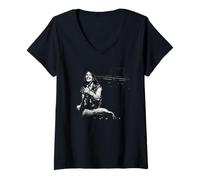 Mujer Guitarrista De Hard Rock En Vivo Camiseta Cuello V