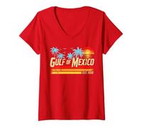 Mujer Gulf of México Camiseta Retro Vintage Beach Golf de México Camiseta Cuello V