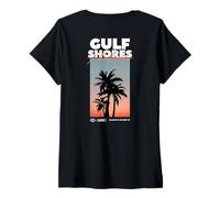 Mujer Gulf Shores - Alabama Summer Palm Vacaciones USA Camiseta Cuello V