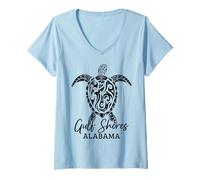 Mujer Gulf Shores Alabama Tortuga Marina Camiseta Cuello V