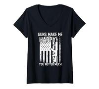 Mujer Guns Make Me Happy You Not So Much Gun Ammo Lovers Gift Camiseta Cuello V