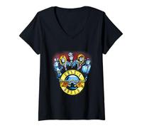 Mujer Guns N' Roses - Esqueletos y balas oficiales Camiseta Cuello V