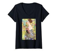 Mujer Gustav Klimt Lady with a Fan Camiseta Cuello V
