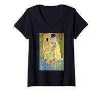 Mujer Gustav Klimt The Kiss Camiseta Cuello V
