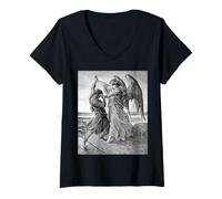 Mujer Gustave Dore Jacob luchando con el ángel 1855 Camiseta Cuello V