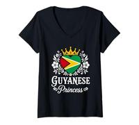 Mujer Guyanese Princess Guyana Flag Proud Guyanese Girl Camiseta Cuello V
