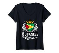 Mujer Guyanese Queen Guyana Flag Proud Guyanese Woman Camiseta Cuello V