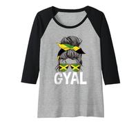 Mujer Gyal Jamaica Jamaica Bandera Gafas de Sol Rasta Diadema Camiseta Manga Raglan