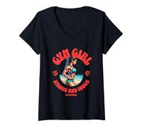 Mujer Gym Girl Strong and Tough Fitness Motivation Design Camiseta Cuello V