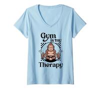 Mujer Gym Is My Therapy Gorilla Workouts Gimnasio Cotizaciones Retro Fitness Camiseta Cuello V