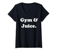 Mujer Gym & Juice Fitness Lifestyle Fun Statement Funny Saying Camiseta Cuello V